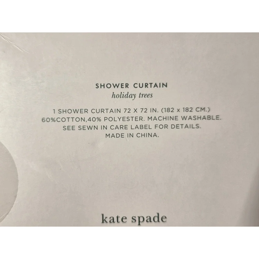 Kate Spade New York Holiday Trees Fabric Shower Curtain 72x72 Cotton Poly NEW
